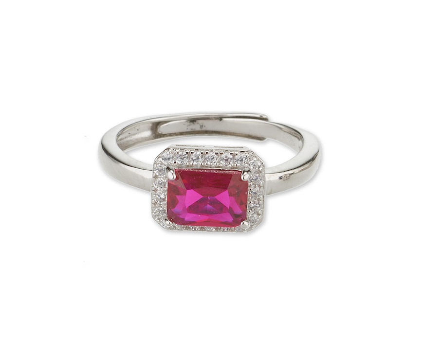 Anello Luce argento con cubic zirconia e zircone rubino Sovrani