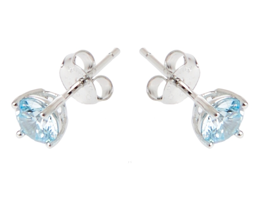 Parure collana e orecchini argento con zirconi acquamarina Sovrani