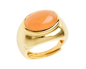 Anello ottone finitura dorata con occhio di gatto arancio Sovrani