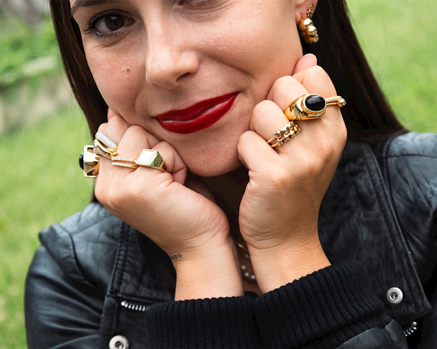 Anello ottone dorato con occhio di gatto nero Sovrani