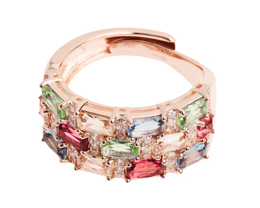 Anello argento rosè con zirconi multicolore Sovrani