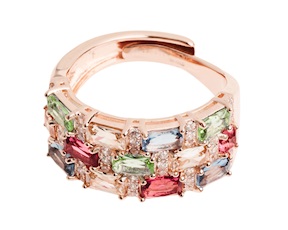 Anello argento rosè con zirconi multicolore Sovrani