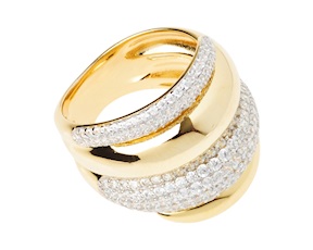 Anello argento finitura oro con cubic zirconia Sovrani