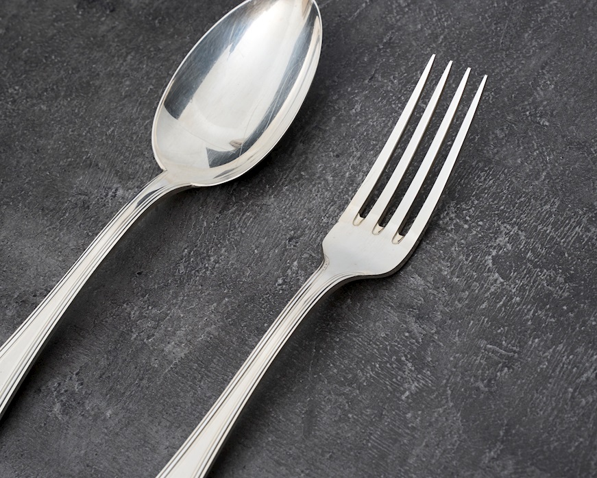 Coppia posate legumi argento 260 grammi in stile Inglese usato ricondizionato Zanolli Vintage