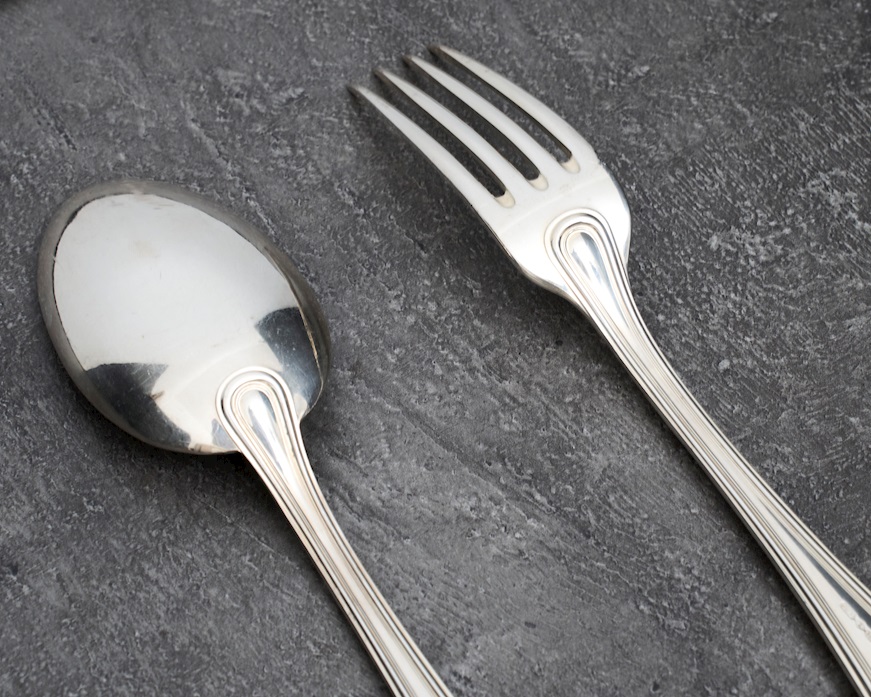 Posate legumi argento 260 grammi 2 pezzi in stile Inglese usato ricondizionato Zanolli Vintage