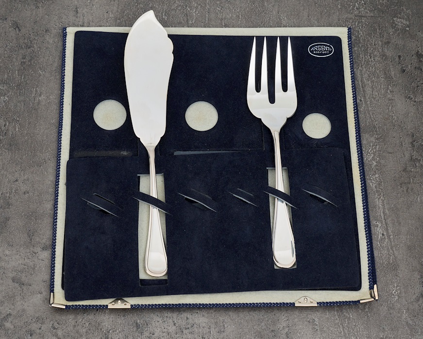 Posate servire pesce argento 202 grammi 2 pezzi in stile Inglese usato ricondizionato Zanolli Vintage