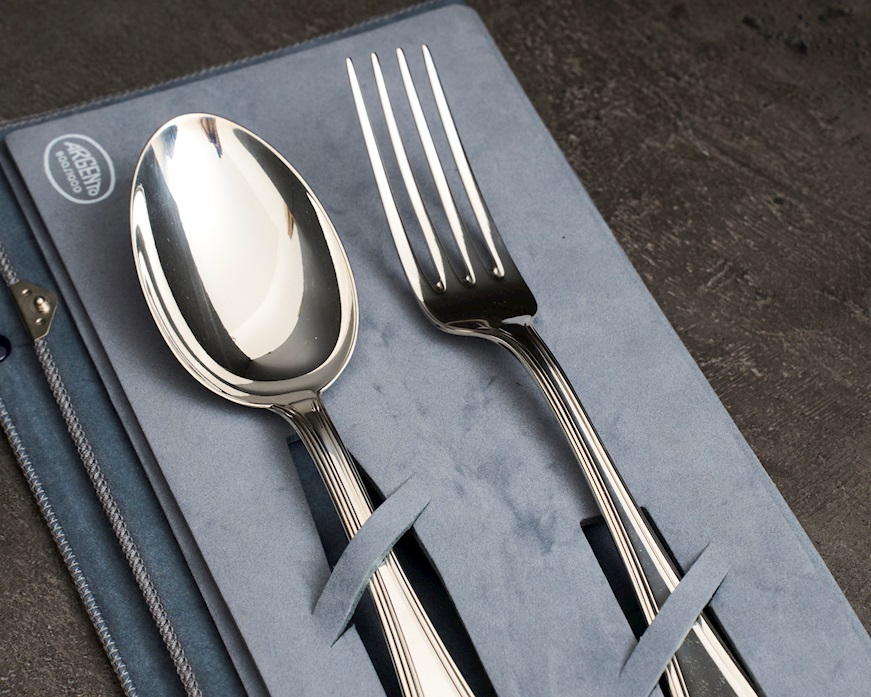 Posate legumi argento 224 grammi 2 pezzi in stile Inglese usato ricondizionato Zanolli Vintage