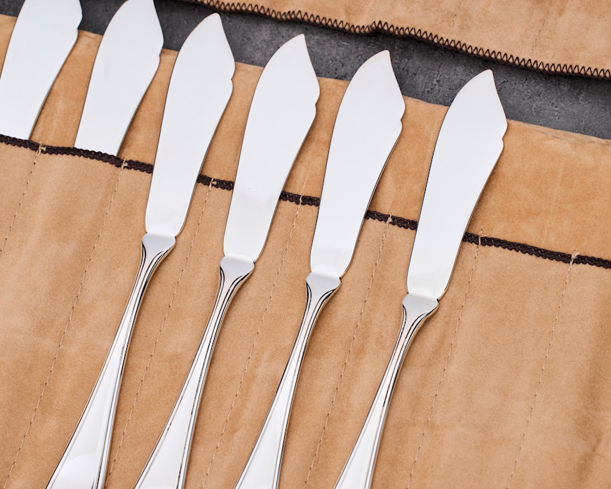 Set posate pesce argento 856 grammi 16 pezzi in stile Inglese usato ricondizionato Zanolli Vintage