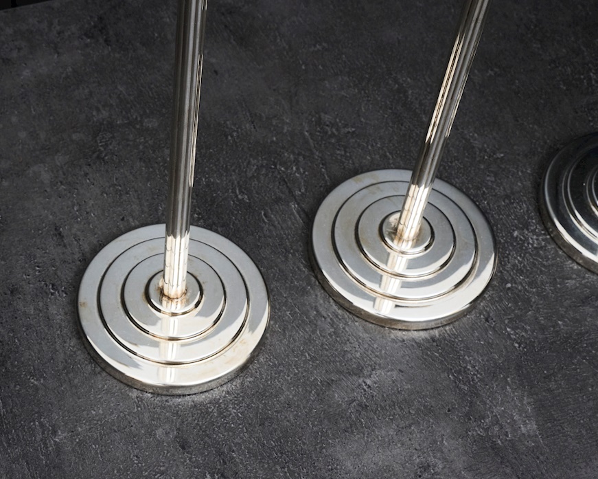 Set di tre candelieri monofiamma argento 409 grammi usato ricondizionato Zanolli Vintage