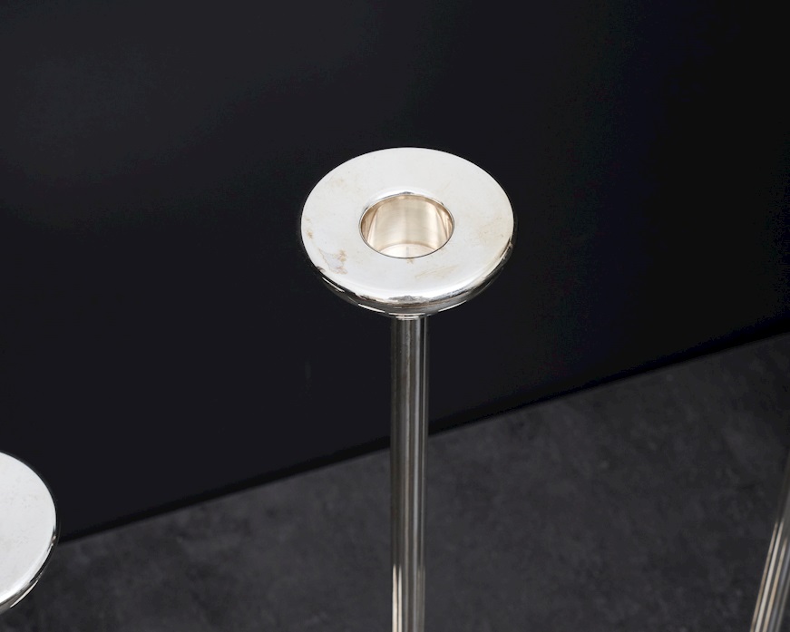 Set di tre candelieri monofiamma argento 409 grammi usato ricondizionato Zanolli Vintage