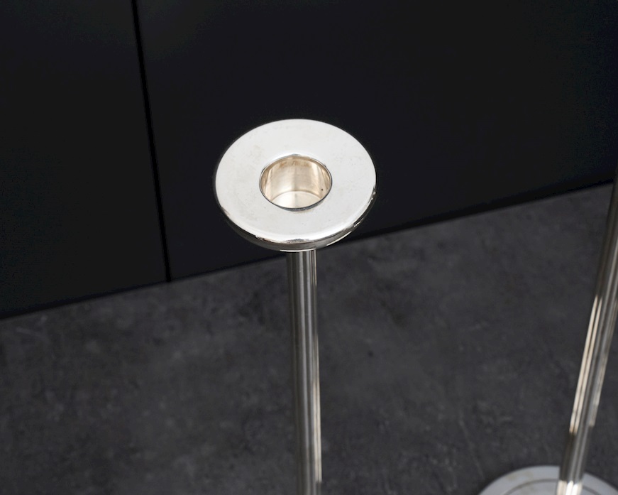 Set di tre candelieri monofiamma argento 409 grammi usato ricondizionato Zanolli Vintage