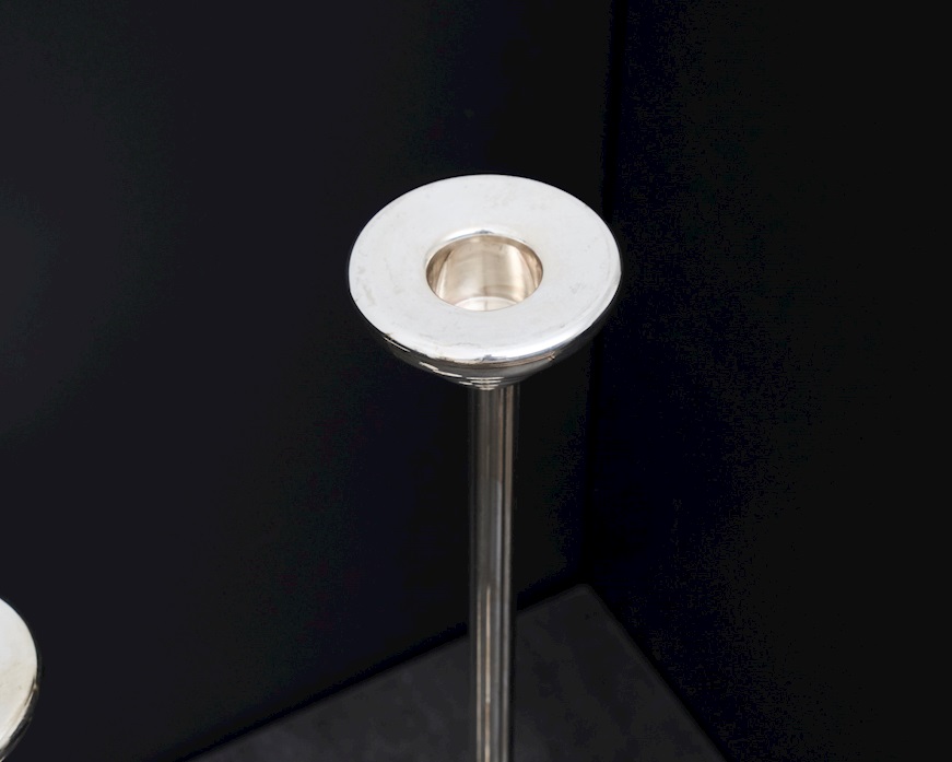 Set di tre candelieri monofiamma argento 409 grammi usato ricondizionato Zanolli Vintage