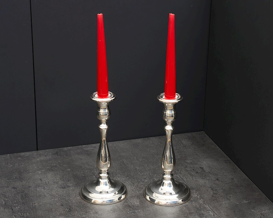 Coppia di candelieri monofiamma argento 400 grammi in stile Inglese usato ricondizionato Zanolli Vintage