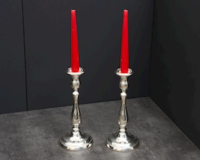 Coppia di candelieri monofiamma argento 400 grammi in stile Inglese usato ricondizionato