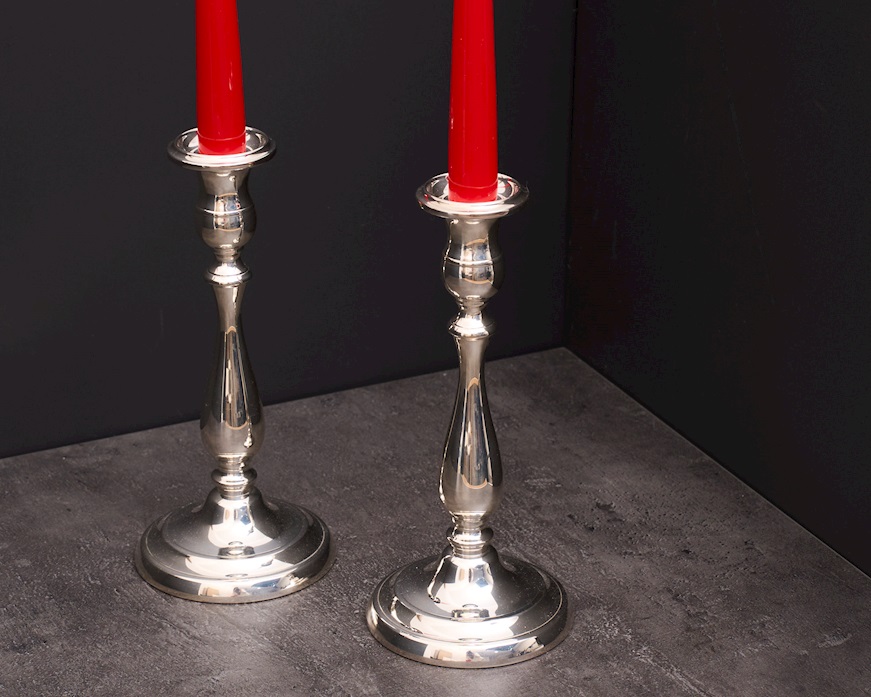 Coppia di candelieri monofiamma argento 400 grammi in stile Inglese usato ricondizionato Zanolli Vintage