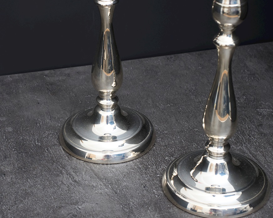 Coppia di candelieri monofiamma argento 400 grammi in stile Inglese usato ricondizionato Zanolli Vintage