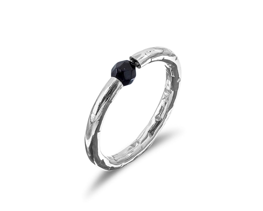 Anello Dafne argento e agata nera Selezione Zanolli