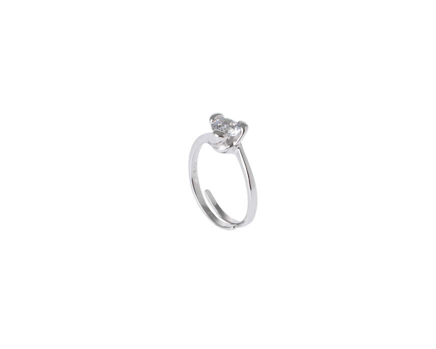 Anello solitario argento con zircone bianco Selezione Zanolli