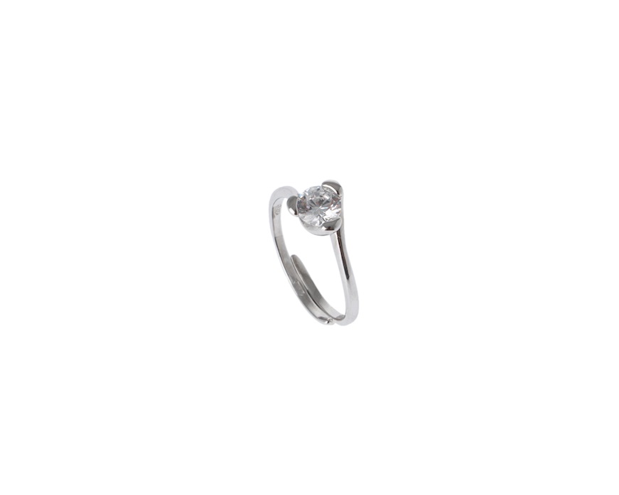 Anello solitario argento con zircone bianco Selezione Zanolli