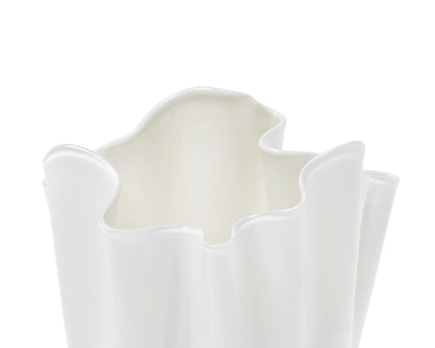 Vaso Fazzoletto vetro di Murano bicolore lattimo interno talpa Venini