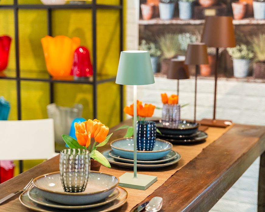 Table lamp Poldina Pro sage Zafferano