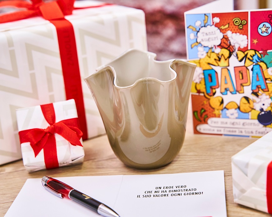 Vaso Fazzoletto vetro di Murano opalino talpa Venini