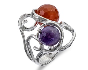 Anello Vibra argento con ametista e corniola Selezione Zanolli