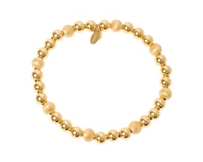 Bracciale elastico argento dorato con palle lucide e satinate Selezione Zanolli