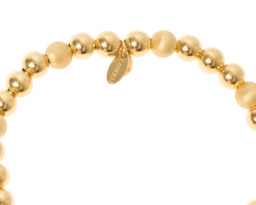 Bracciale elastico argento dorato con palle lucide e satinate Selezione Zanolli