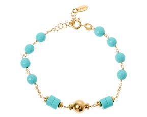 Bracciale argento dorato con turchese e palle lucide Selezione Zanolli