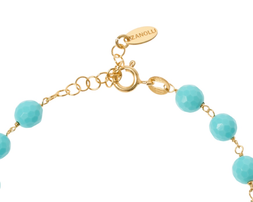 Bracciale argento dorato con turchese e palle lucide Selezione Zanolli