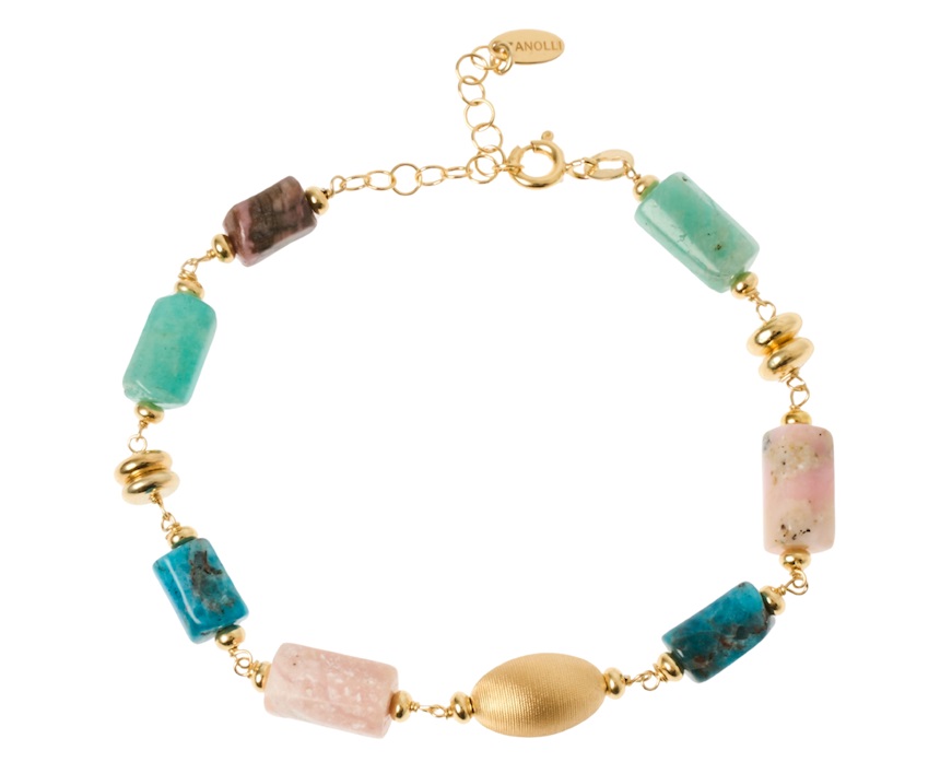 Bracciale argento dorato con amazzonite, apatite e moonstone Selezione Zanolli