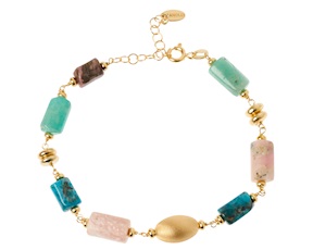 Bracciale argento dorato con amazzonite, apatite e moonstone Selezione Zanolli