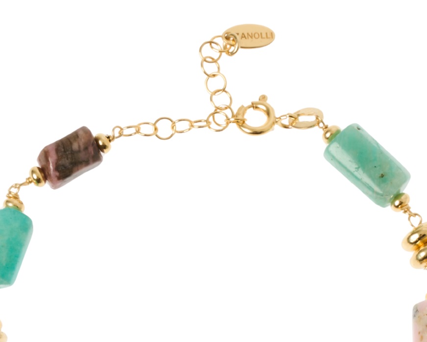 Bracciale argento dorato con amazzonite, apatite e moonstone Selezione Zanolli