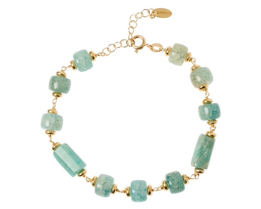 Bracciale argento dorato con amazzonite Selezione Zanolli