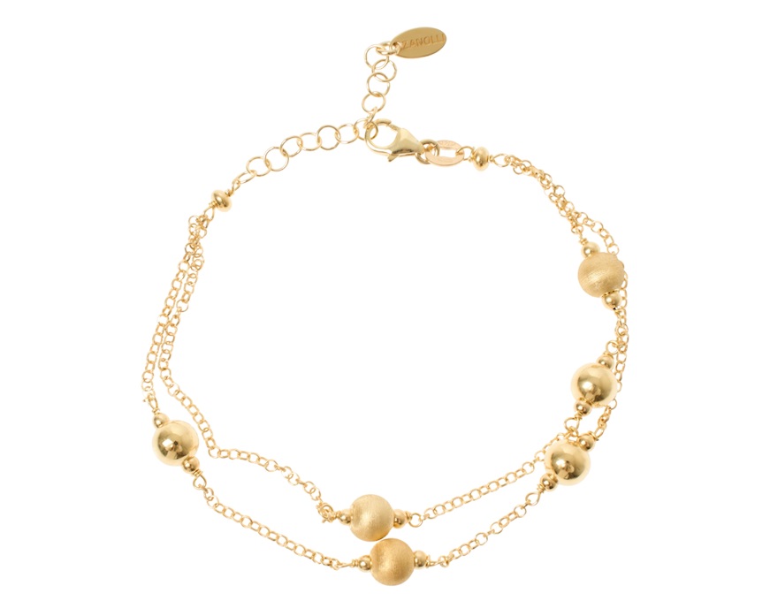 Bracciale argento dorato con palle lucide e satinate Selezione Zanolli