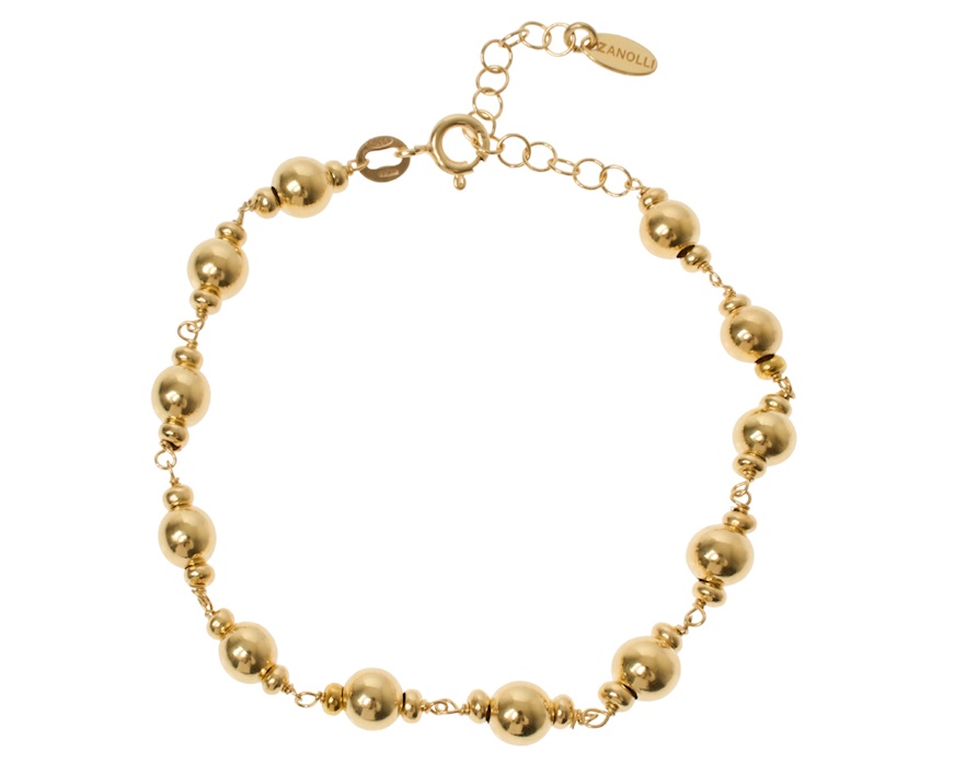 Bracciale argento dorato con palle lucide Selezione Zanolli