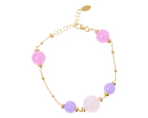 Bracciale argento dorato con ametista, giada e cristallo Selezione Zanolli