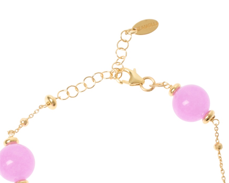 Bracciale argento dorato con ametista, giada e cristallo Selezione Zanolli