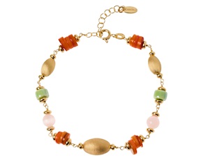 Bracciale argento dorato con madreperla, ceramica e selenite Selezione Zanolli