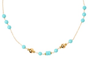 Collana argento dorato con turchese e palle lucide Selezione Zanolli