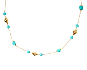 Collana argento dorato con turchese e palle lucide Selezione Zanolli