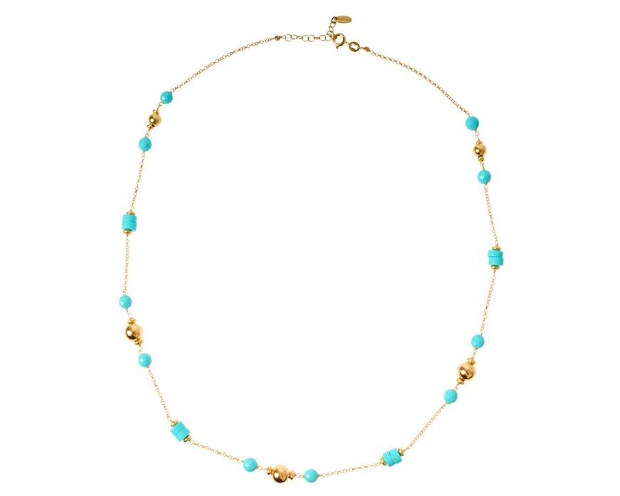 Collana argento dorato con turchese e palle lucide Selezione Zanolli