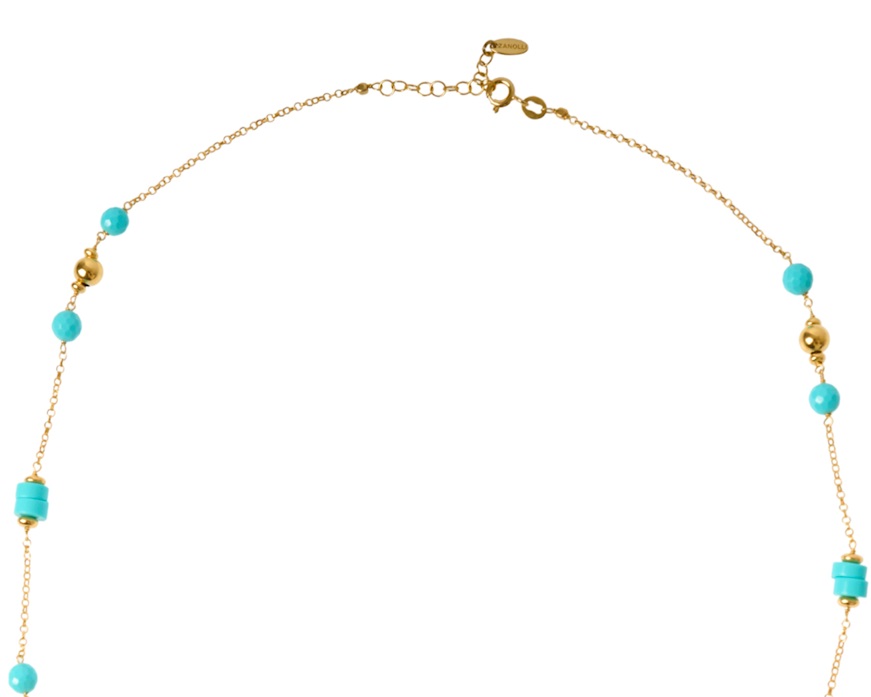 Collana argento dorato con turchese e palle lucide Selezione Zanolli