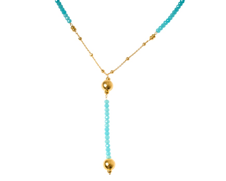 Collana argento dorato con spinello azzurro e palle lucide Selezione Zanolli