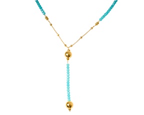 Collana argento dorato con spinello azzurro e palle lucide Selezione Zanolli
