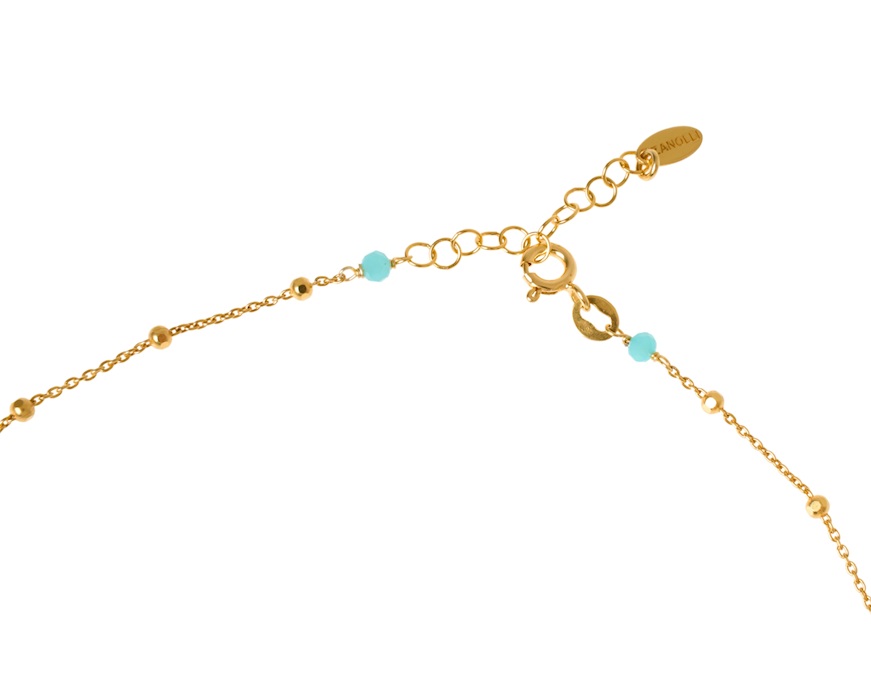 Collana argento dorato con spinello azzurro e palle lucide Selezione Zanolli