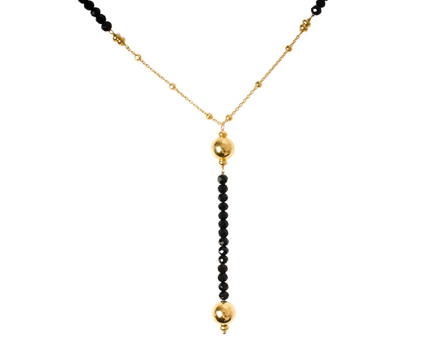 Collana argento dorato con spinello nero e palle lucide Selezione Zanolli