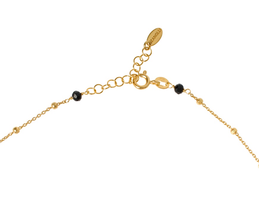 Collana argento dorato con spinello nero e palle lucide Selezione Zanolli