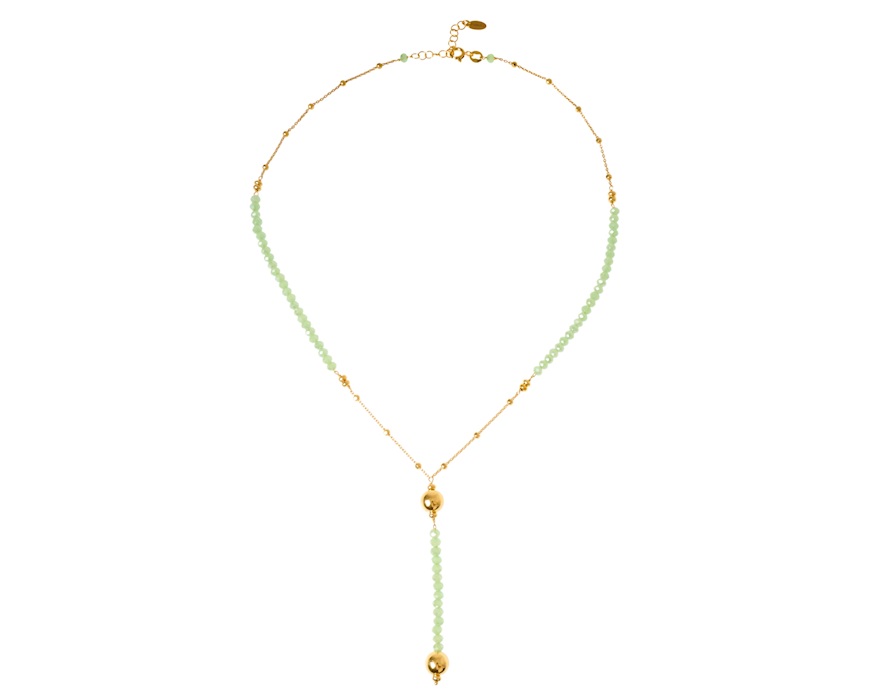 Collana argento dorato con spinello verde e palle lucide Selezione Zanolli